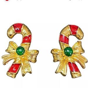 Candy Cane Christmas Earrings Vintage